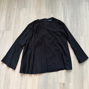 French Connection Black Pleated Asymmetrical Blouse